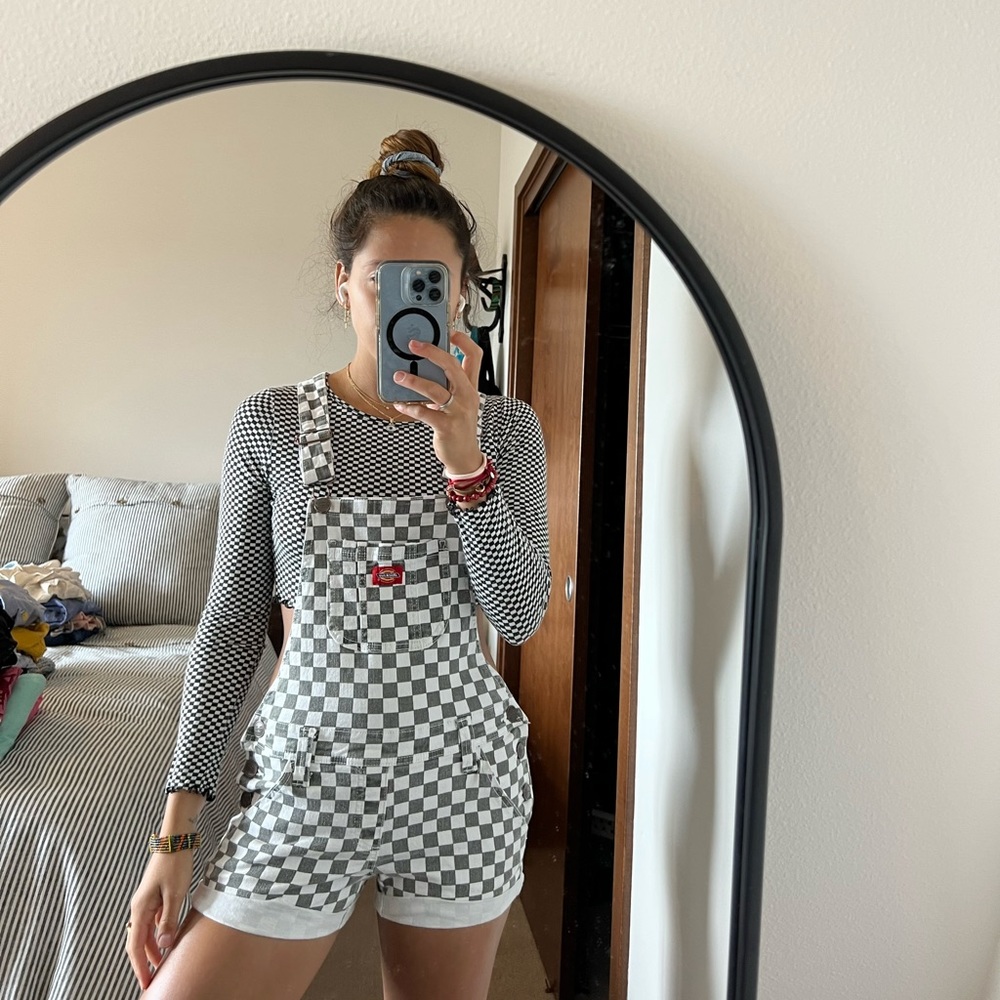 Checkered overalls